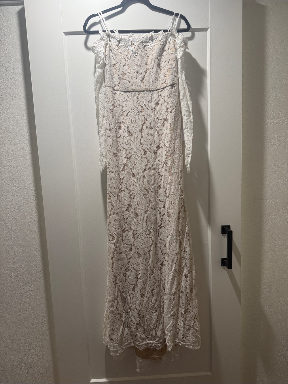 Wedding dress - lulus new with tags White Lace Off-Shoulder Maxi Dress